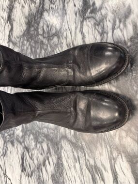 Fiorentini + Baker Black Leather Mid-Calf Boots with Zip